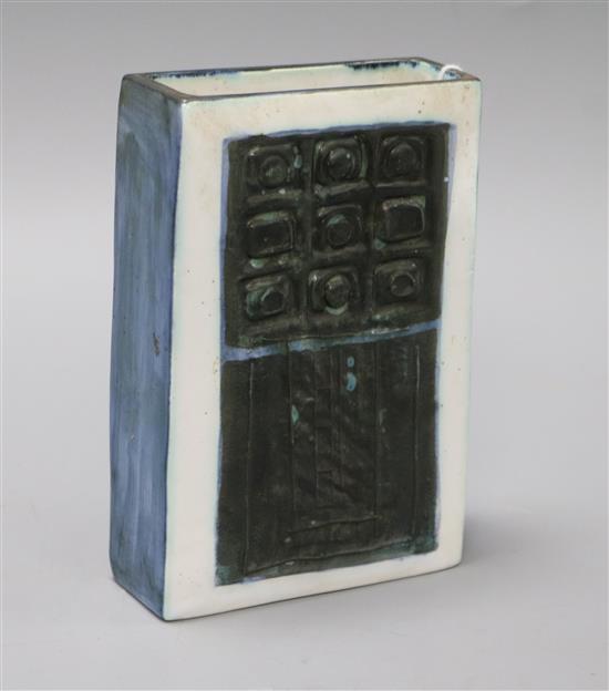 A Troika slab vase by Stella Benjamin c.1963-1967 height 16cm